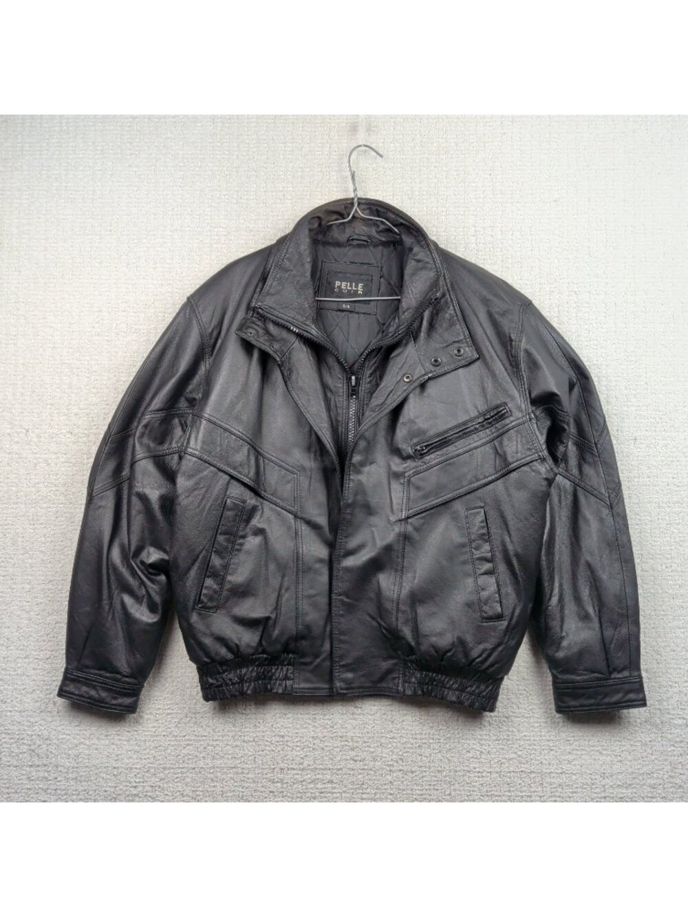 Vintage Pelle Pelle Full Zip Leather Bomber Jacket Sz S utility Tech Moto Punk